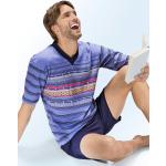 Marineblaue bader Herrenschlafanzüge & Herrenpyjamas aus Baumwolle Übergrößen für den für den Sommer 