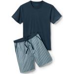 Dunkelblaue Gestreifte TCHIBO Nachhaltige Pyjamas kurz aus Baumwolle für Herren Größe 5 XL 