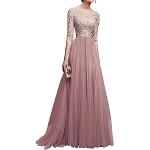 Rosa Elegante Kurzärmelige Maxi V-Ausschnitt Ballkleider für Damen Größe L für Brautjungfern 