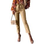 Khakifarbene Business Business-Hosen mit Gürtel aus Leder für Damen Größe L für den für den Frühling 