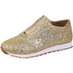 Goldene Pailletten-Sneaker mit Pailletten mit Klettverschluss in Normalweite aus PU atmungsaktiv für Damen Größe 43 