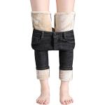 Khakifarbene Winddichte Ankle-Jeans mit Reißverschluss aus Fleece für Damen Größe L Große Größen für den für den Winter 