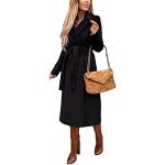 Schwarze Elegante Maxi Trenchcoats lang mit Gürtel aus Wolle für Damen Größe XXL für den für den Herbst 