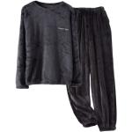 Dunkelgraue Pyjamas lang aus Flanell für Herren Größe XS 2-teilig für den für den Winter 