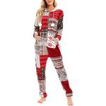 Rote Pyjamas lang mit Reißverschluss aus Fleece für Damen Größe L Große Größen Weihnachten für den für den Winter 