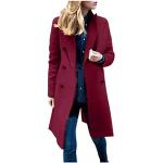 Bordeauxrote Business Atmungsaktive Maxi Trenchcoats lang aus Wolle für Damen Größe M Große Größen für den für den Winter 