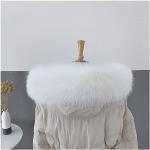 Weiße Winddichte Kapuzenmäntel mit Fuchs-Motiv mit Knopf aus Pelz mit Kapuze für den für den Winter 