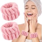 Sibba Damen-Armbänder Zum Waschen des Gesichts Saugfähige Handgelenk-Handtücher Handgelenk-Schweißband für Mädchen Verhindern Dass Wasser Ihre Arme Herunterläuft (Rosa)