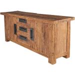 Braune Rustikale Möbel Exclusive Rechteckige Sideboards aus Massivholz mit Schublade Breite 150-200cm, Höhe 50-100cm, Tiefe 0-50cm 