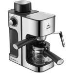 TZS First Austria Espressomaschine, für viele Kaffeespezialitäten, 0,25 L Kanne & Messlöffel, Dampfdüse zum Milch aufschäumen, in Schwarz/Edelstahl, 800 W