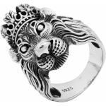 Silberne Runde Siegelringe mit Löwen-Motiv aus Silber für Damen Größe 70 