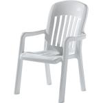 Weiße Sieger Comtesse Stühle im Bauhausstil aus Polyrattan stapelbar 