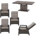 Reduzierte Anthrazitfarbene Siena Garden Lounge Sessel pulverbeschichtet aus Aluminium mit verstellbarer Rückenlehne 4 Personen 