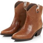 Reduzierte Braune Sienna Blockabsatz Cowboy-Boots & Cowboystiefeletten für Damen Größe 38 mit Absatzhöhe 5cm bis 7cm 