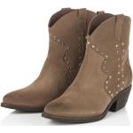 Reduzierte Graue Sienna Blockabsatz Cowboy-Boots & Cowboystiefeletten für Damen Größe 38 mit Absatzhöhe 3cm bis 5cm 