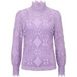 Lavendelfarbene Unifarbene Elegante Langärmelige Sienna Stehkragen Festliche Blusen aus Kunstfaser für Damen Größe L 