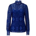 Royalblaue Unifarbene Elegante Langärmelige Sienna Stehkragen Festliche Blusen aus Kunstfaser für Damen Größe S 