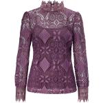 Violette Unifarbene Langärmelige Sienna Stehkragen Festliche Blusen aus Kunstfaser für Damen Größe XS 