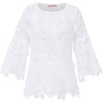 Reduzierte Weiße Unifarbene Elegante 3/4-ärmelige Sienna Festliche Blusen mit Volants aus Kunstfaser für Damen Größe S 