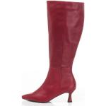 Reduzierte Bordeauxrote Sienna Runde Pfennigabsatz High-Heel Stiefel mit Reißverschluss in Normalweite aus Leder für Damen Größe 39 