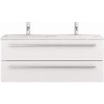 Sieper I Waschtischunterschrank 120 x 50 cm mit Doppelwaschtisch, Libato Badezimmermöbel, Badezimmerunterschrank I Weiß