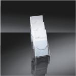 sigel Tisch-Prospekthalter, Acryl, DIN lang, mit 3 Fächern glasklar, Fülltiefe: 30 mm, auch für Wandbefestigung (LH133)