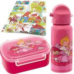 Sigikid Brotdose und Trinkflasche Pinky Queeny Hund Schulanfang Kindergarten Brotzeitbox mit Trennwand Mädchen pink/rosa