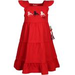 Reduzierte Rote Bestickte Kurzärmelige sigikid Bio Bestickte Kinderkleider mit Pferdemotiv mit Rüschen aus Baumwolle für Mädchen Größe 104 