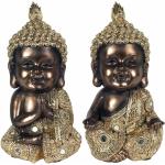 Reduzierte Schwarze Asiatische 18 cm Signes Grimalt Buddha Figuren aus Kunstharz 2-teilig 