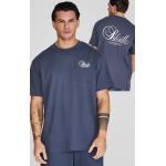 Marineblaue Oversize Siksilk T-Shirts aus Baumwolle für Herren Übergrößen 