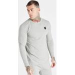 SikSilk Grey Marl Essential Long Sleeve Muscle Fit T-Shirt | XL