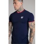Reduzierte Marineblaue Bestickte Siksilk T-Shirts aus Baumwolle für Herren Größe M 