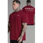 Burgundfarbene Oversize Siksilk T-Shirts aus Baumwolle für Herren Größe S 