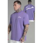 Reduzierte Violette Oversize Siksilk T-Shirts aus Baumwolle für Herren Größe L 
