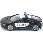 SIKU 1533, BMW i8 US-Polizeiauto, Metall/Kunststoff, Schwarz/Weiß, Vielseitig einsetzbar, Spielzeugfahrzeug für Kinder