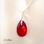 Silber Anhänger Roter Schmuck Swarovski Tropfen Pear Scarlet Shimmer Sterlingsilber Kirschrot Geschenk Für Sie