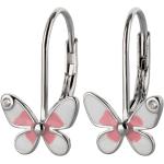 Reduzierte Beige Schmetterling Ohrringe mit Insekten-Motiv aus Silber für Damen 
