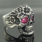Silberne Gothic Totenkopf-Ringe mit Totenkopfmotiv handgemacht für Damen 