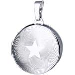 Silberanhänger Stern-Motiv Medaillon zum Öffnen für Bildereinlage 2 Fotos rund 925 Sterling-Silber Amulett