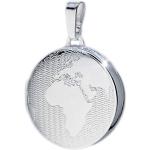 Silberanhänger Weltkarte Medaillon zum Öffnen für Bildereinlage 2 Fotos rund 925 Sterling-Silber Amulett