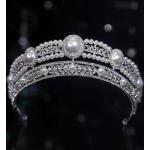 Silberne Gothic Diademe mit Perlen aus Silber mit Strass für die Braut 
