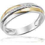 Silberne Bicolor Ringe aus Silber mit Zirkonia für Damen 