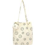 Weiße Emoji Smiley Damenschultertaschen & Damenshoulderbags mit Reißverschluss aus Cord 