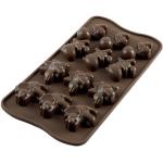 Schokoladenbraune Silikomart Pralinenformen & Schokoladenformen mit Dinosauriermotiv aus Silikon 