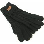 Schwarze Nachhaltige Strick-Handschuhe aus Wolle für Damen für den für den Winter 