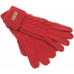 Rote Nachhaltige Strick-Handschuhe aus Wolle für Damen für den für den Winter 