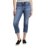 Silberne Capri-Jeans mit Reißverschluss aus Denim für Damen Weite 33 