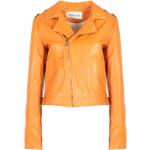 Reduzierte Orange Silvian Heach Mini Kurze Lederjacken mit Nieten mit Reißverschluss aus Leder für Damen Größe L 