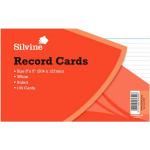 Silvine Large Record Cards Pencil Feint 100 Sheets