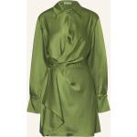 Reduzierte Olivgrüne Langärmelige Wickelkleider mit Reißverschluss aus Satin für Damen Größe M 